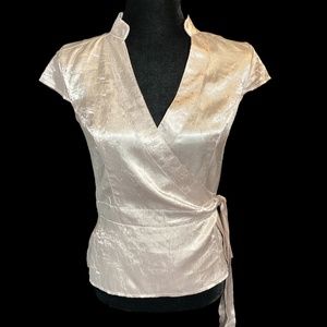 Xhilaration - Champagne Crinkle - Mandarin Collar - Cap Sleeve Top - Size M